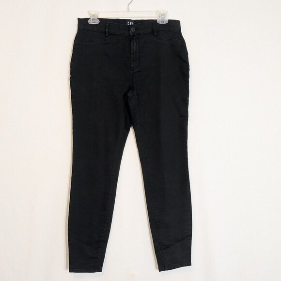 GAP Black Stretch Skinny Front Zip No Pocket Denim Mid-Rise Pants Jeans; Size 10 - Picture 1 of 5